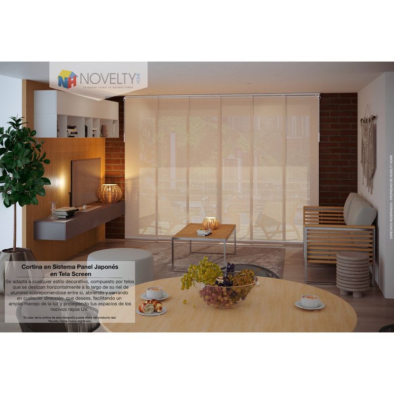NOVELTY HOME - Panel Japonés 250x230 Tela Screen Beige altura Reducible