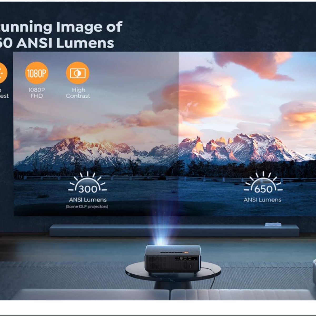 ELEGANT - YABER Proyector K1 650 ANSI Ultra brillante