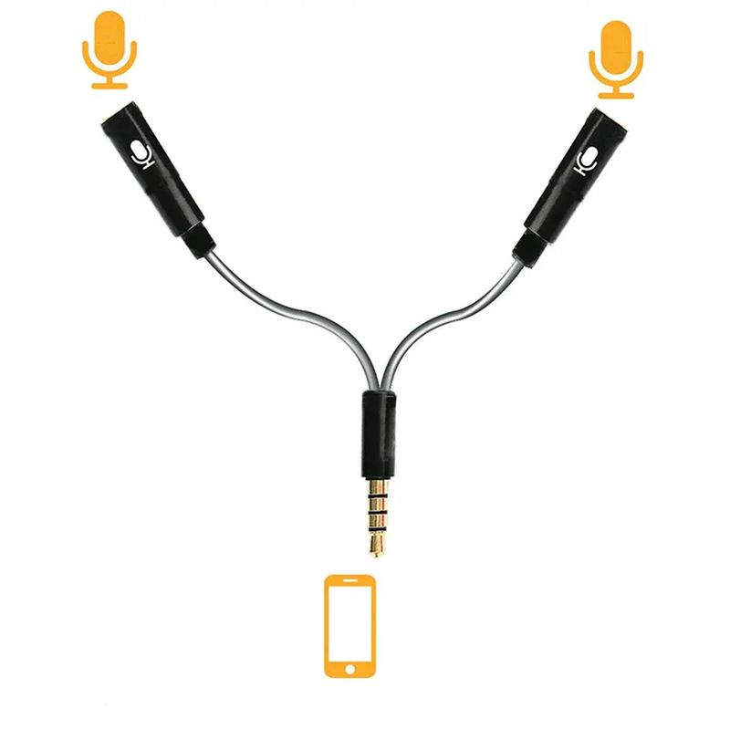 GENERICO - Adaptador Y 2 Micrófonos a 1 Entrada TRRS 3.5mm Plug Play