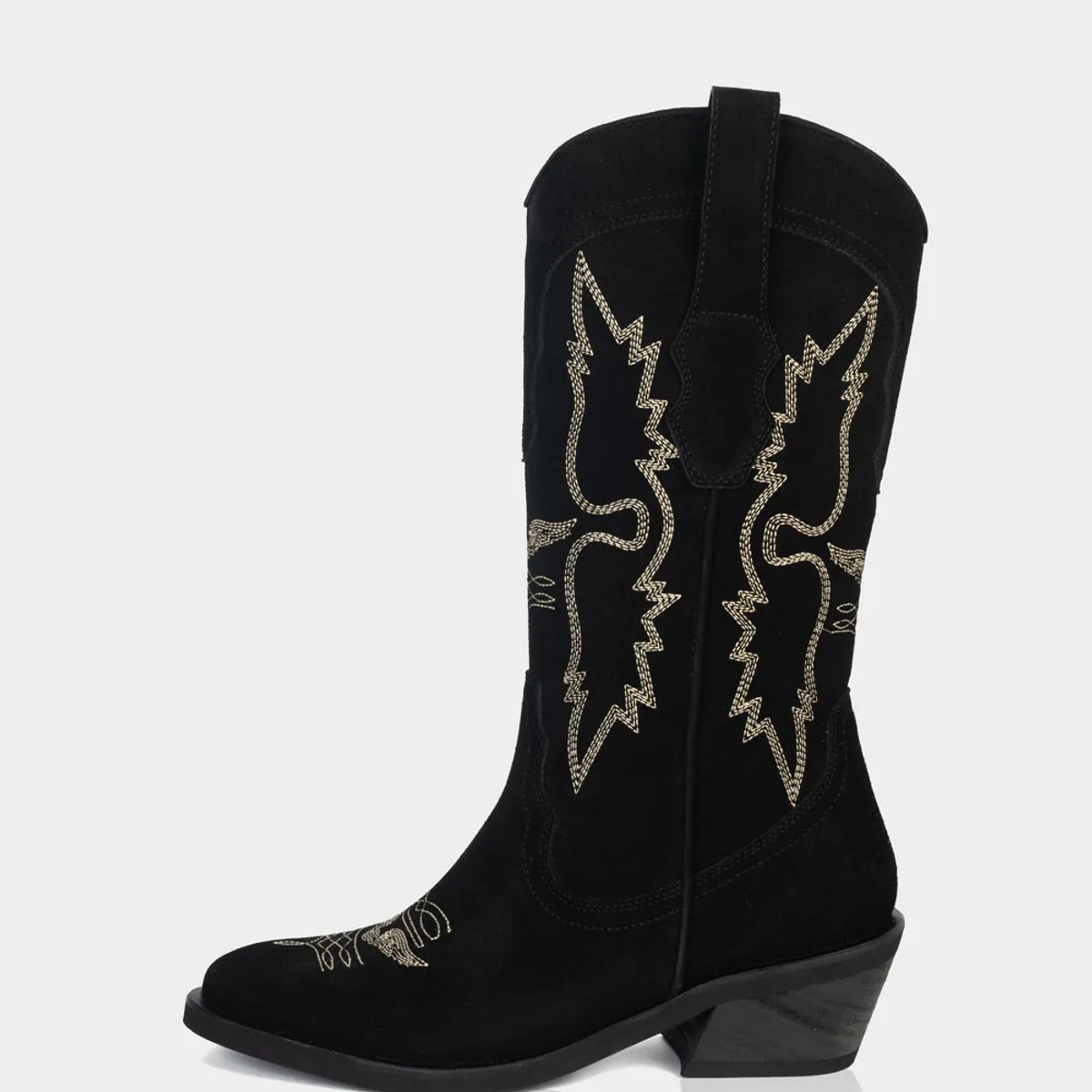 STIVALI - Bota Texana Alada Gamuza Negro