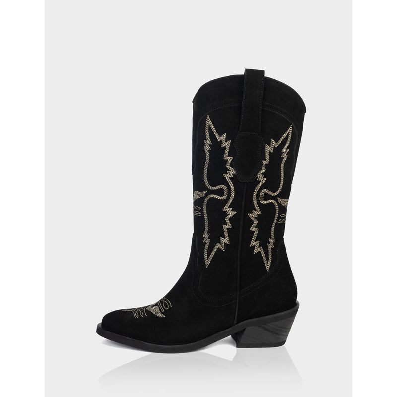 STIVALI - Bota Texana Alada Gamuza Negro