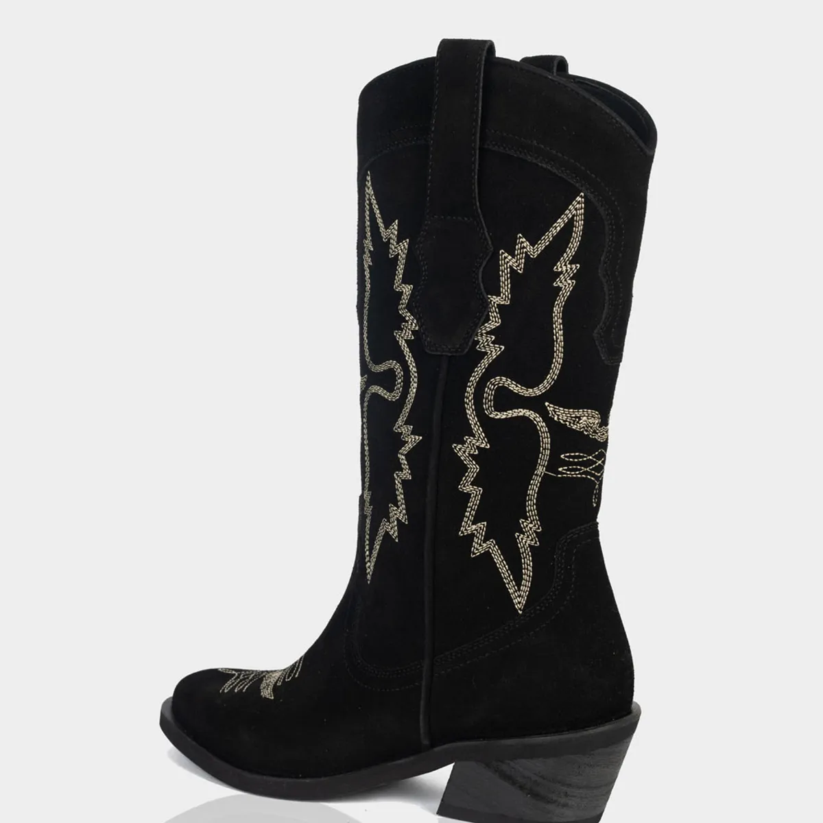 STIVALI - Bota Texana Alada Gamuza Negro