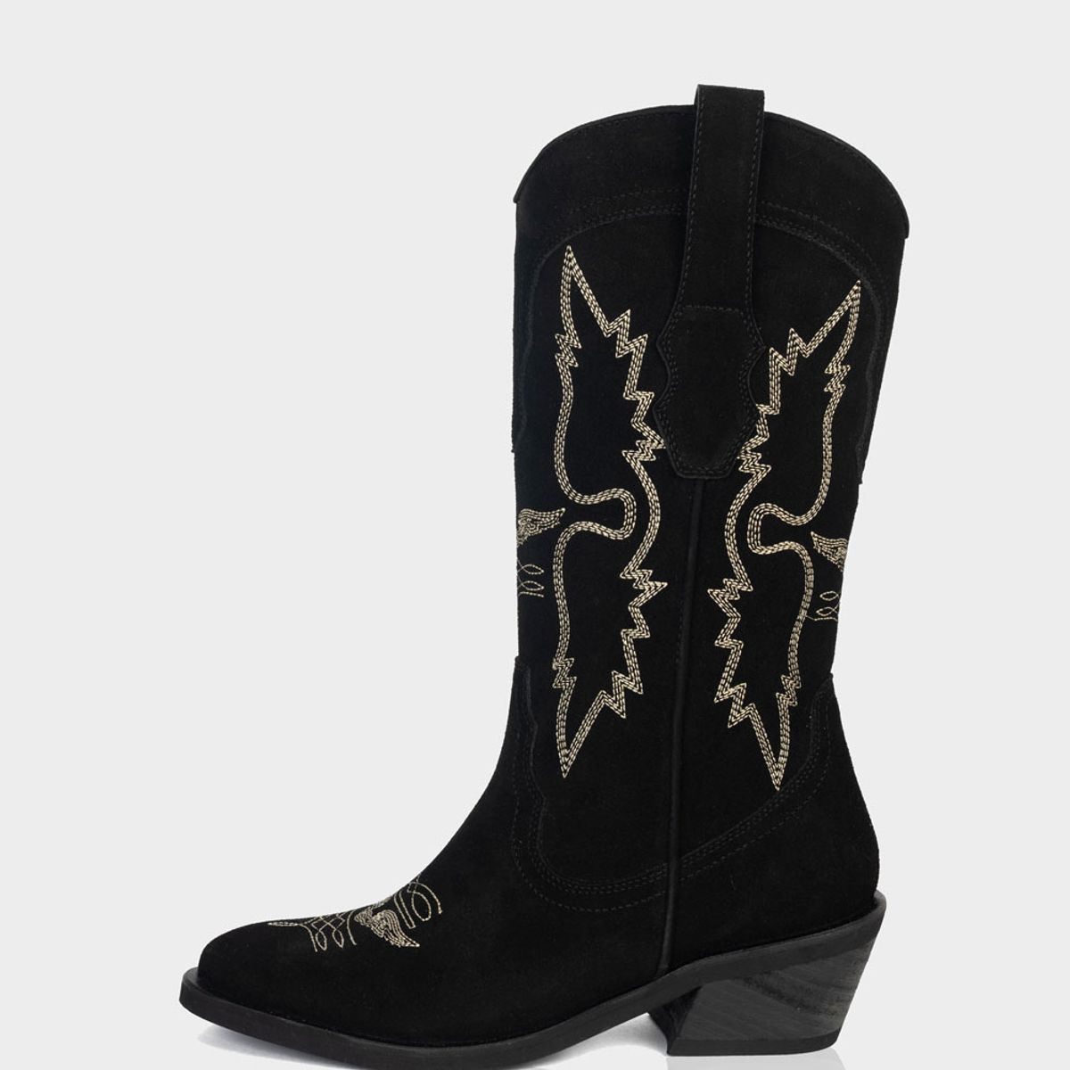 STIVALI - Bota Texana Alada Gamuza Negro