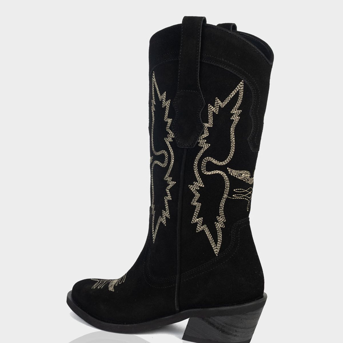 STIVALI - Bota Texana Alada Gamuza Negro