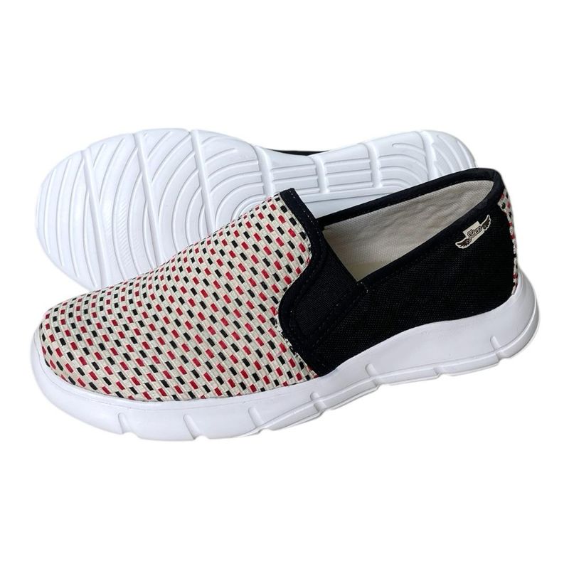 XIAN SHOES - tenis ultraliviano mujer puntos rojos negros E3105