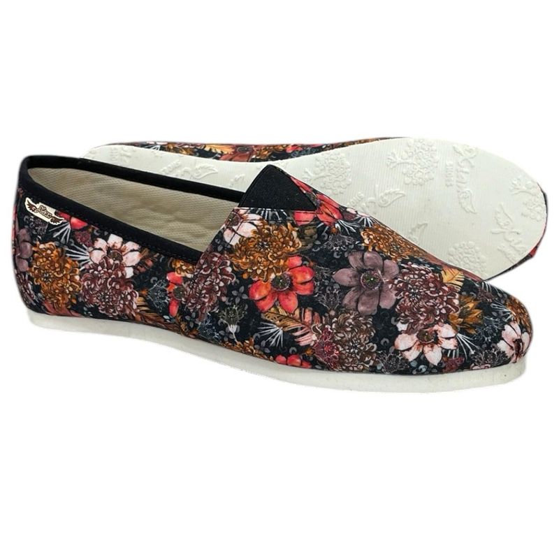 XIAN SHOES - Alpargata clasica mujer flor naranja