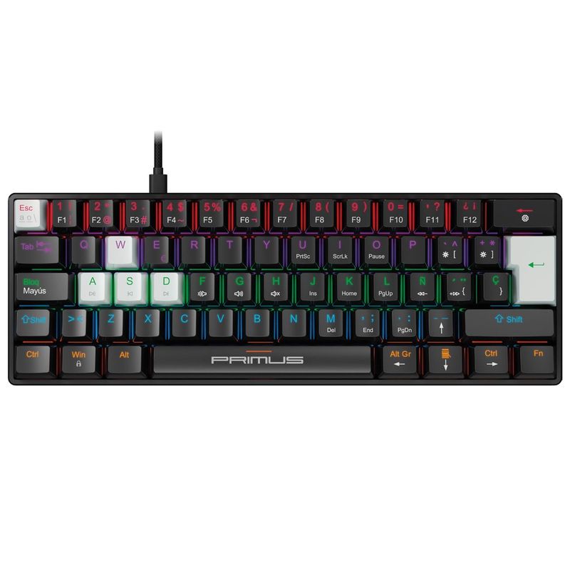 PRIMUS - Teclado Gamer Mecánico Primus BALLISTA61T Negro Switch Rojo USB RGB