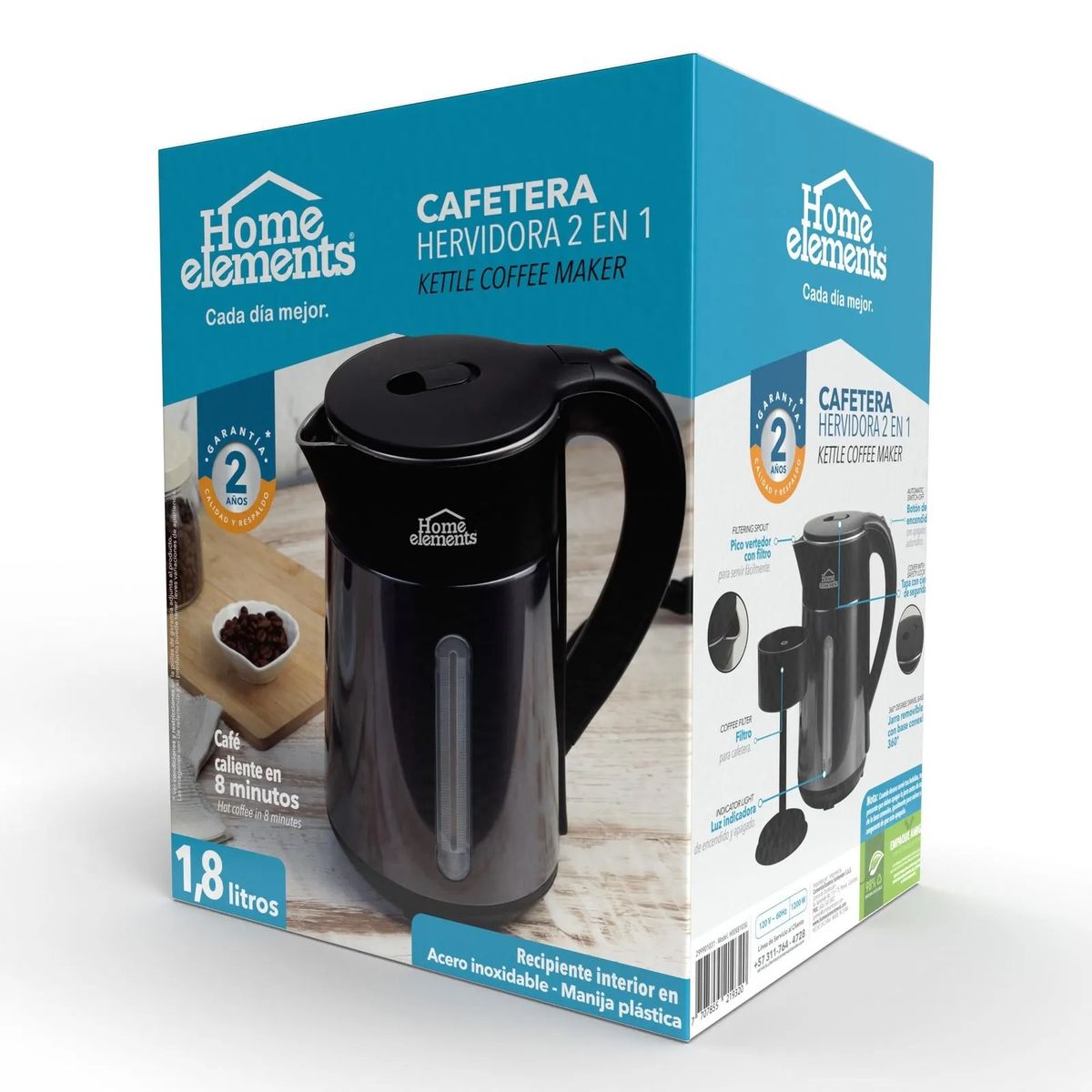 HOME ELEMENTS - Jarra Hervidora Eléctrica Home Elements Heek8103g 18l Negra