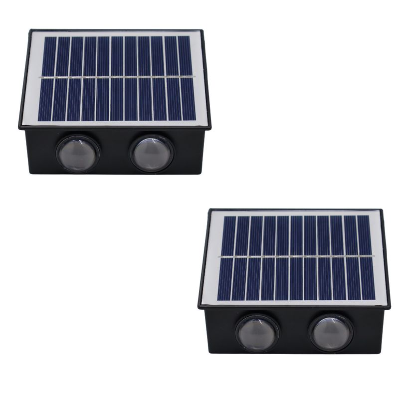 GENERICO - 2 Lámparas Solar Pared Exteriores 4 Bombillos Led Luz Cálida