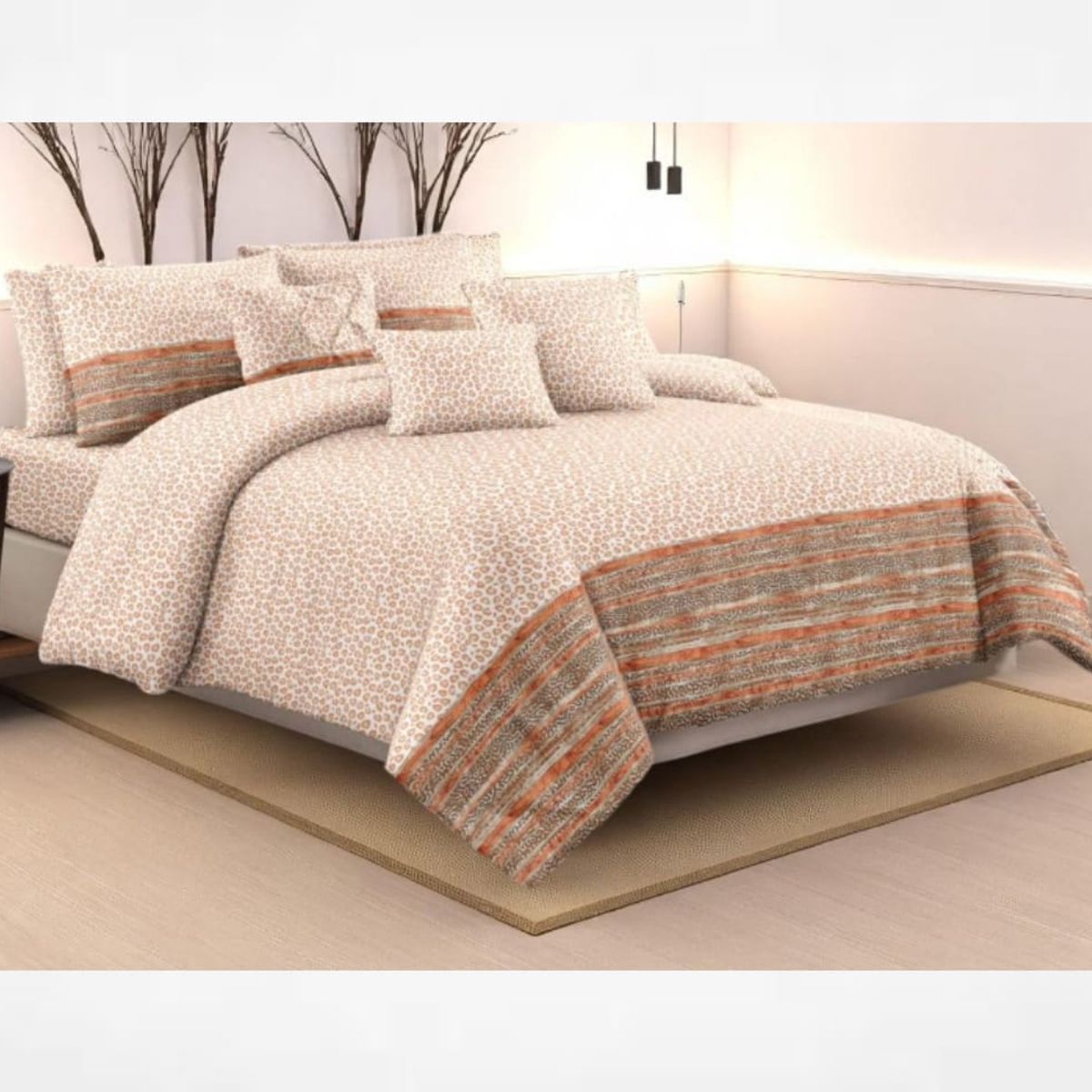 SIRENITAS - Juego de sabanas Cama King Naranja Terracota  Animal Print