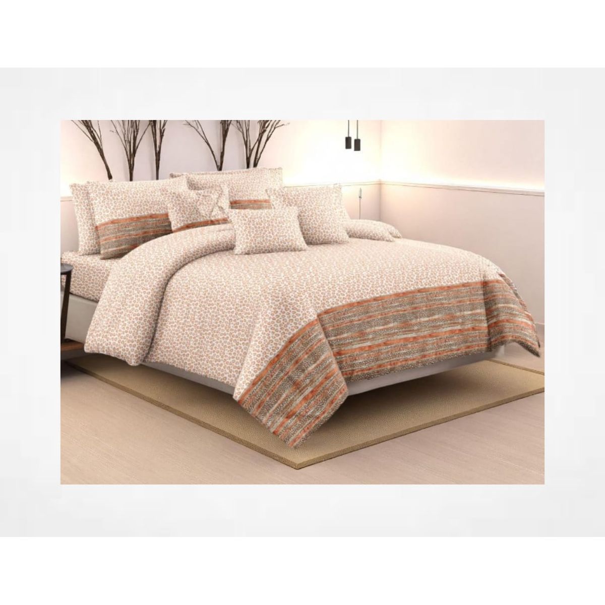 SIRENITAS - Juego de sabanas Cama King Naranja Terracota  Animal Print