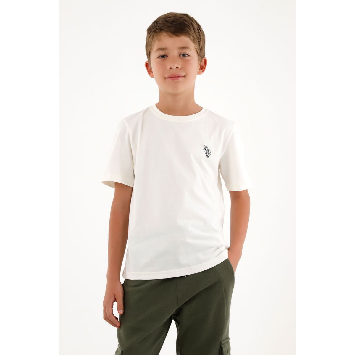 TENNIS - Camiseta básica crudo con estampado de tigre para niño