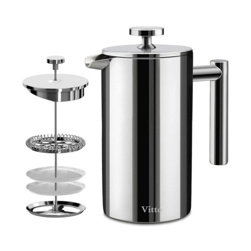 GENERICO - Cafetera Prensa Francesa de Acero Inoxidable 1000ml - Vitto