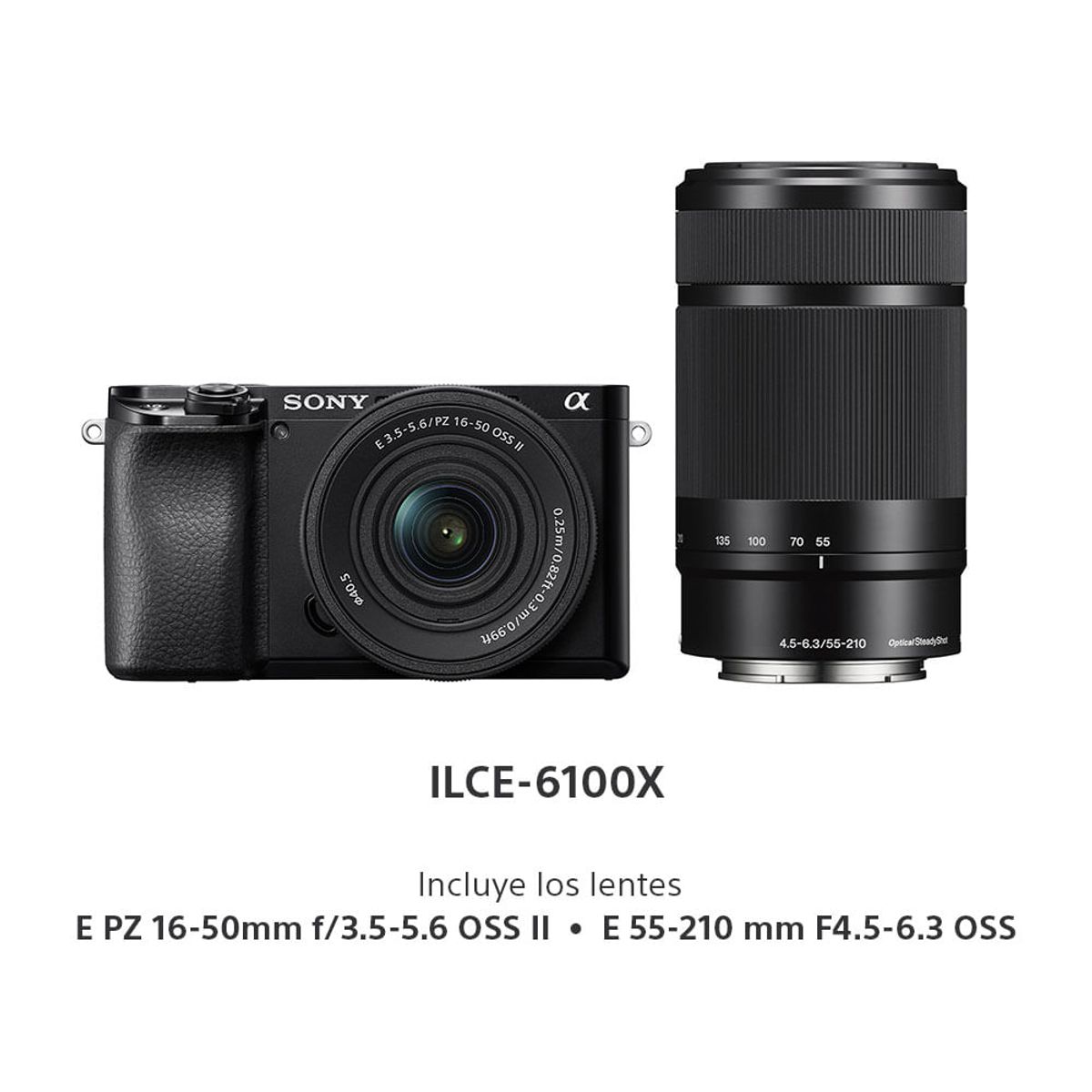 SONY - Cámara APS-C 6100X A6100 y Lentes SELP1650-2 + SEL55210