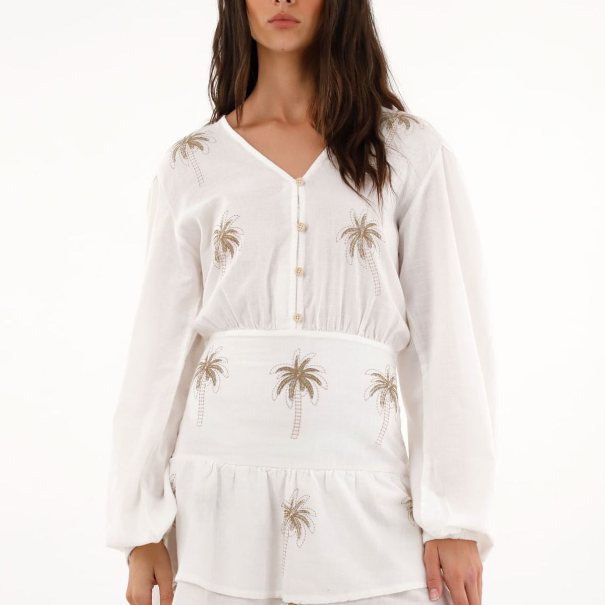 TOPMARK - Vestido corto estampado manga larga para mujer