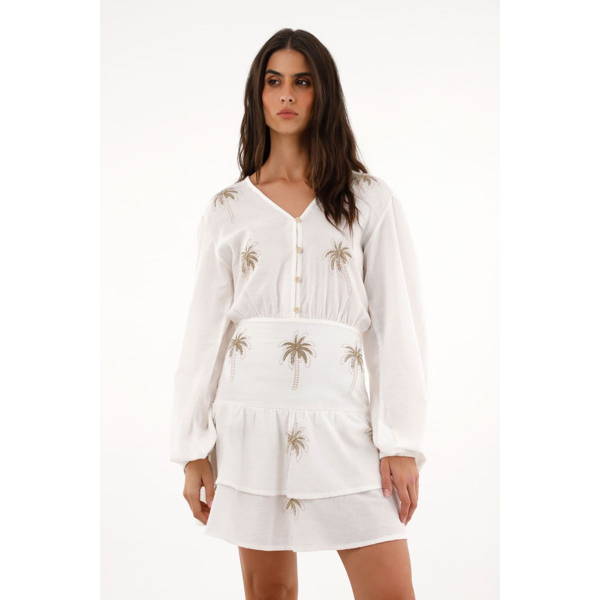 TOPMARK - Vestido corto estampado manga larga para mujer