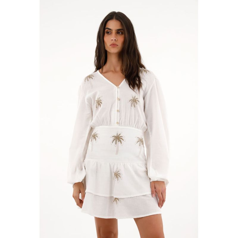TOPMARK - Vestido corto estampado manga larga para mujer