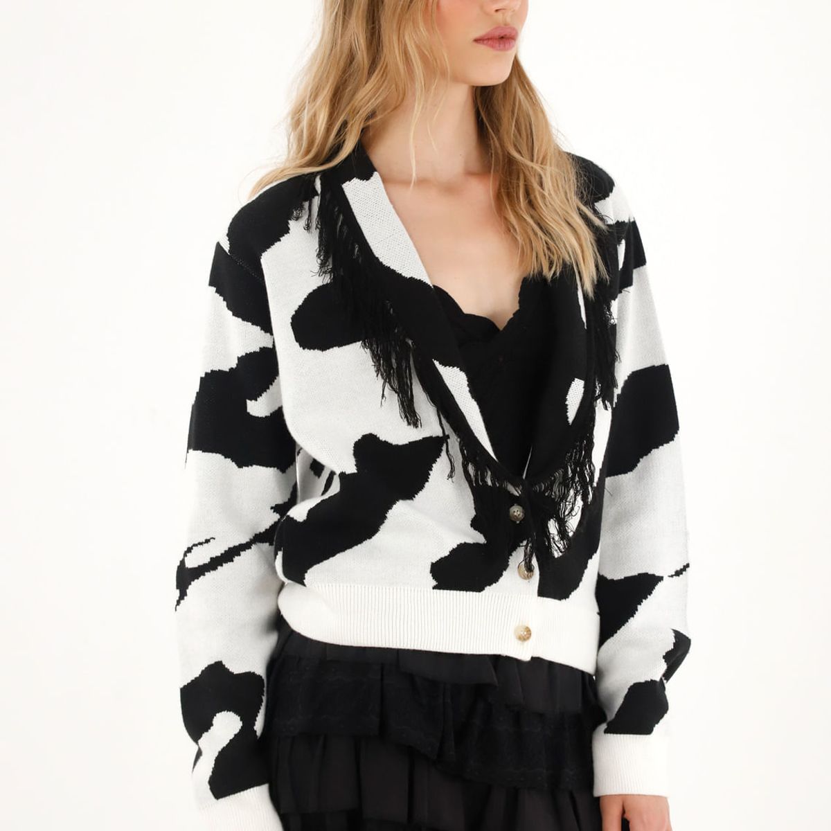 TENNIS - Buzo de animal print con flecos para mujer