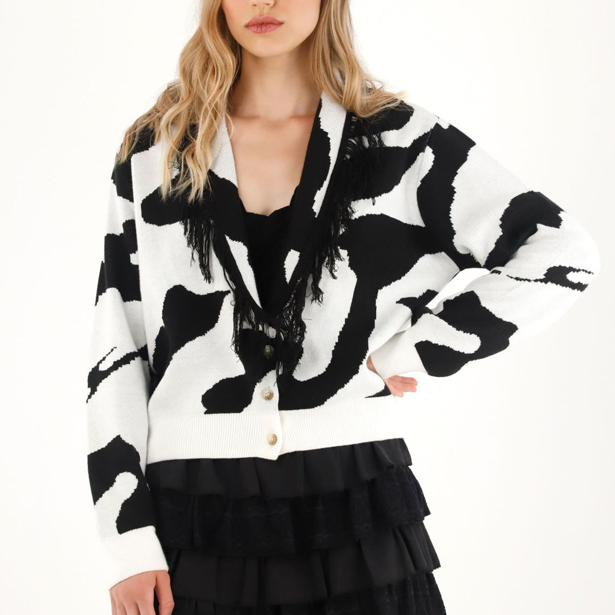 TENNIS - Buzo de animal print con flecos para mujer