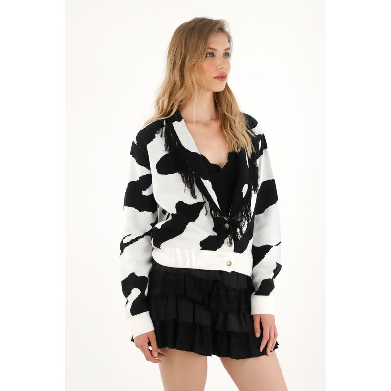 TENNIS - Buzo de animal print con flecos para mujer