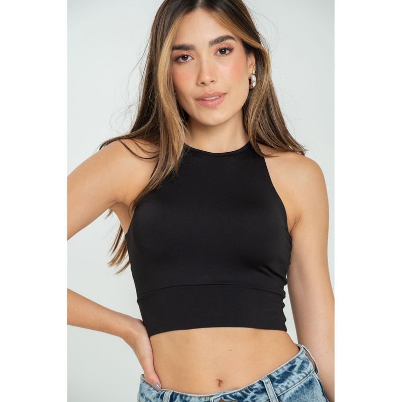 RAGGED - Crop top amatista Negro Ragged