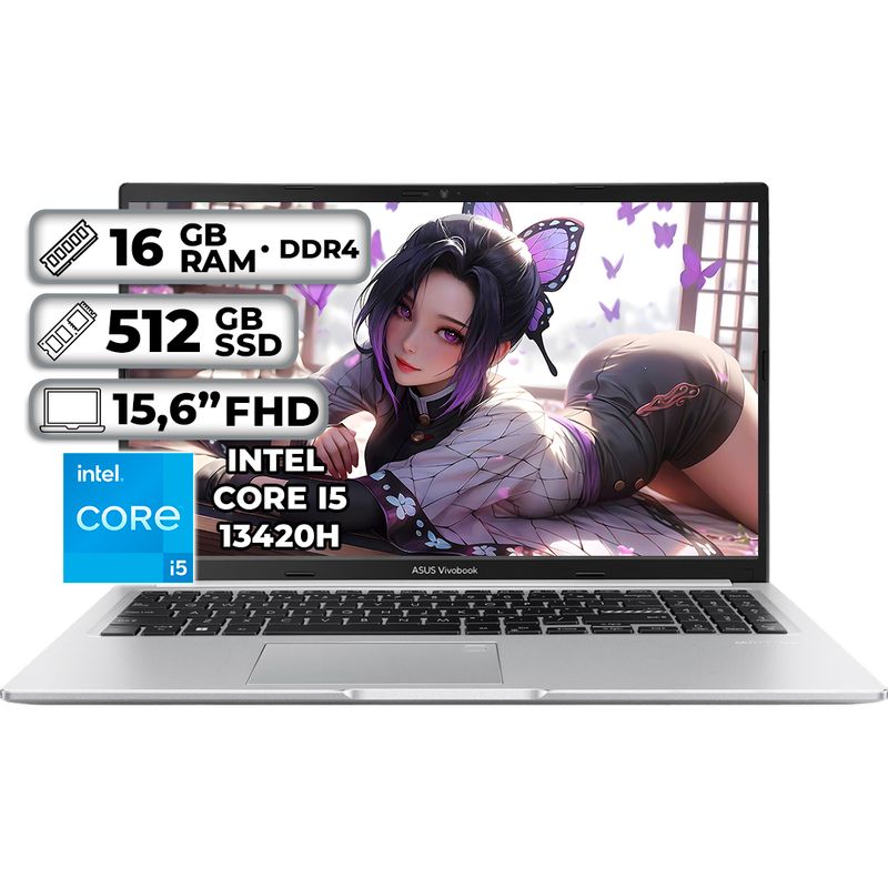ASUS - PORTÁTIL ASUS X1502VA-NJ896 INTEL CORE I5 13420H 16GB RAM 512GB SSD 156 FHD COOL SILVER