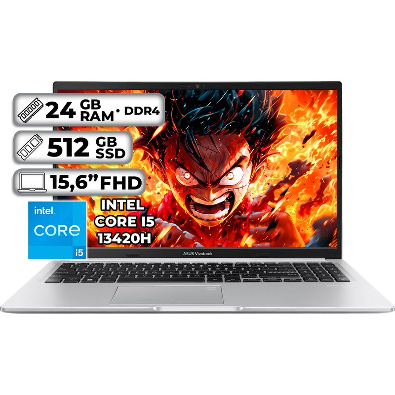 ASUS - PORTÁTIL ASUS X1502VA-NJ896 INTEL CORE I5 13420H 24GB RAM 512GB SSD 156 FHD COOL SILVER