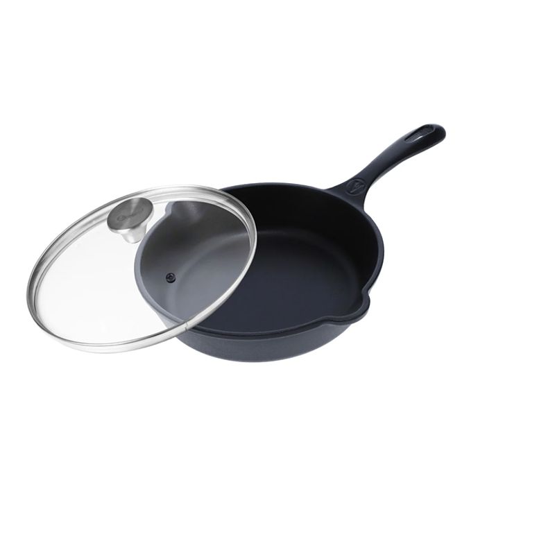 VICTORIA - Combo Sartén de Hierro Fundido Con Tapa de Vidrio Victoria de 20 Cm