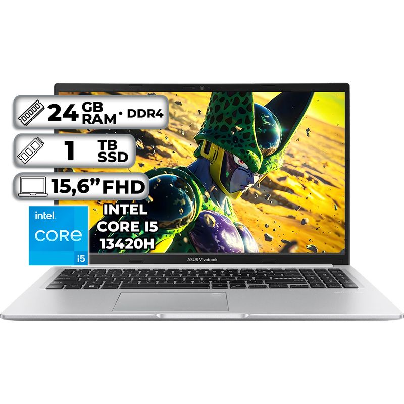 ASUS - PORTÁTIL ASUS X1502VA-NJ896 INTEL CORE I5 13420H 24GB RAM 1TB SSD 156 FHD COOL SILVER