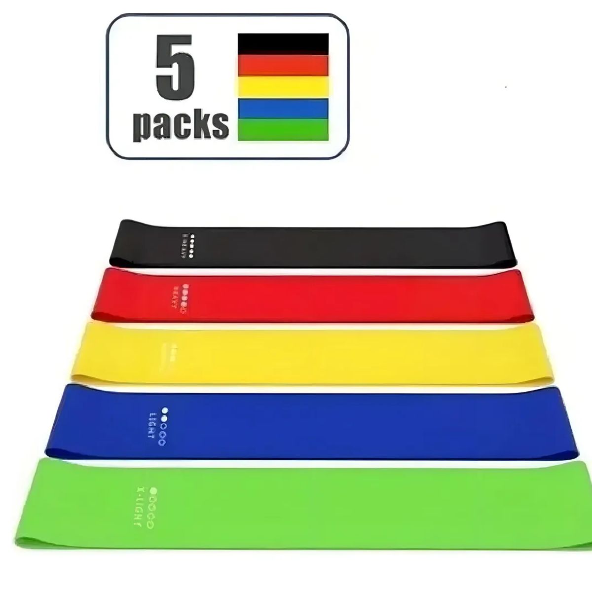 GENERICO - Bandas Planas Set X 5 Sportfitness Elásticas Cerradas Gym