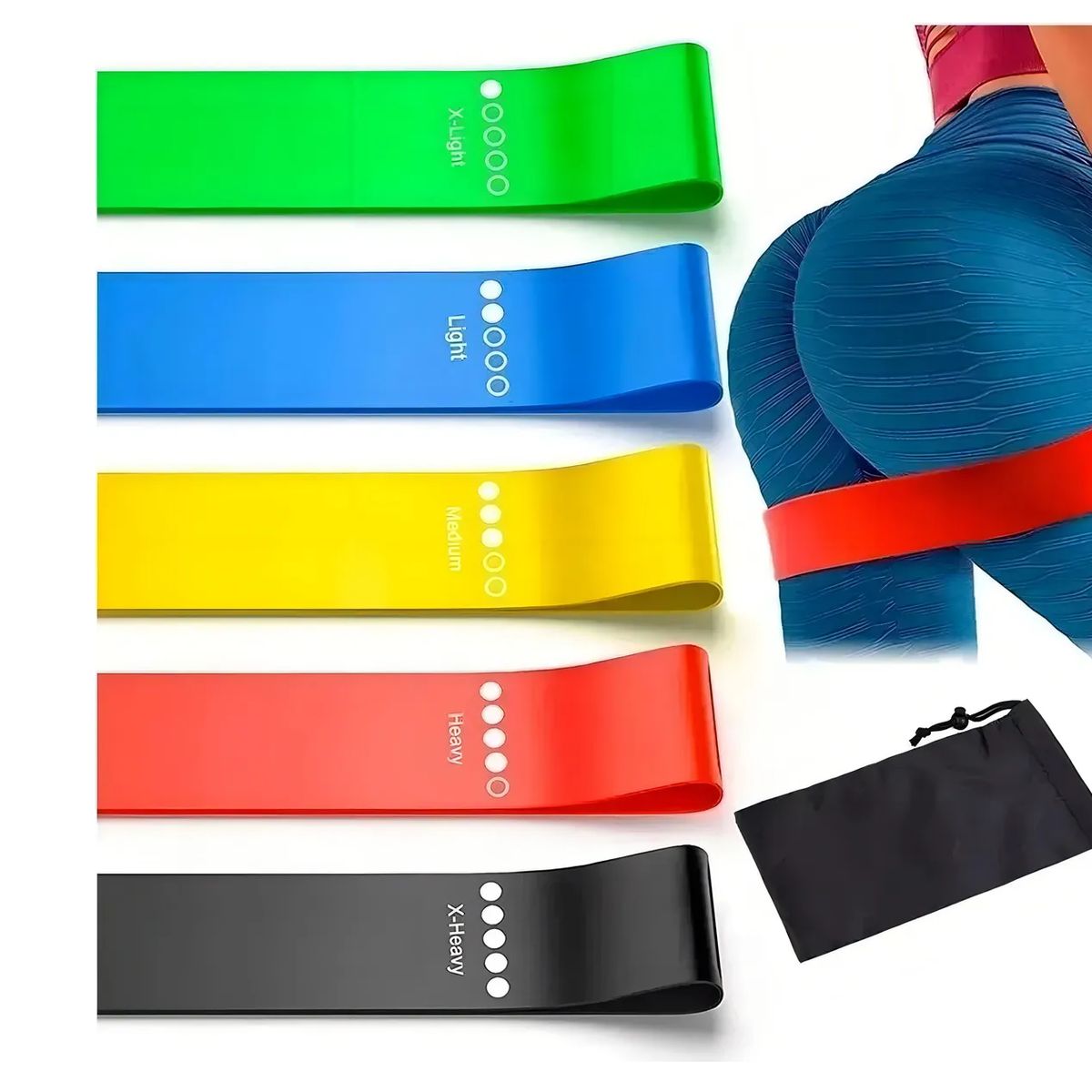 GENERICO - Bandas Planas Set X 5 Sportfitness Elásticas Cerradas Gym
