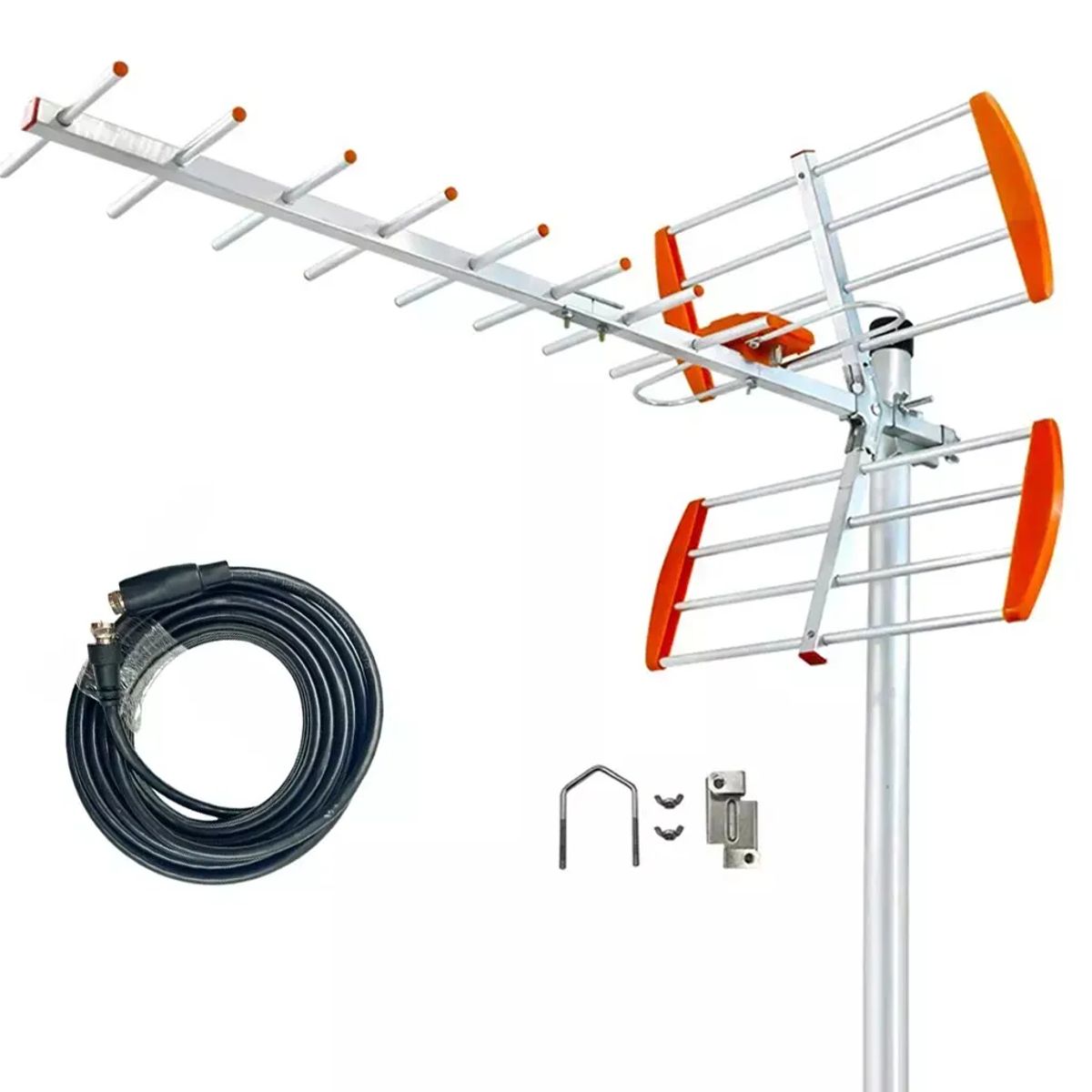 GENERICO - Antena Aérea e11 Tdt Tv Exterior Alta Ganancia + 10 Metros Cable