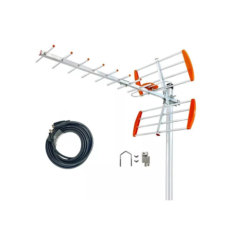 GENERICO - Antena Aérea e11 Tdt Tv Exterior Alta Ganancia + 10 Metros Cable