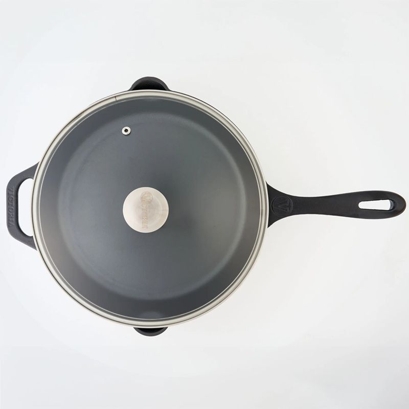 VICTORIA - Sartén de Hierro Fundido Con Tapa de Vidrio Victoria de 30 Cm