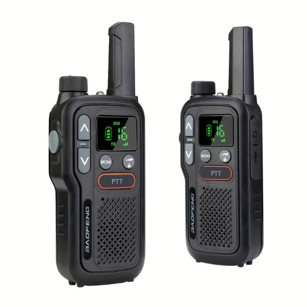 BAOFENG - Radio Baofeng BF‑T18 Tipo C – 16 canales PMR/FRS, pantalla digital y cargador USB‑C