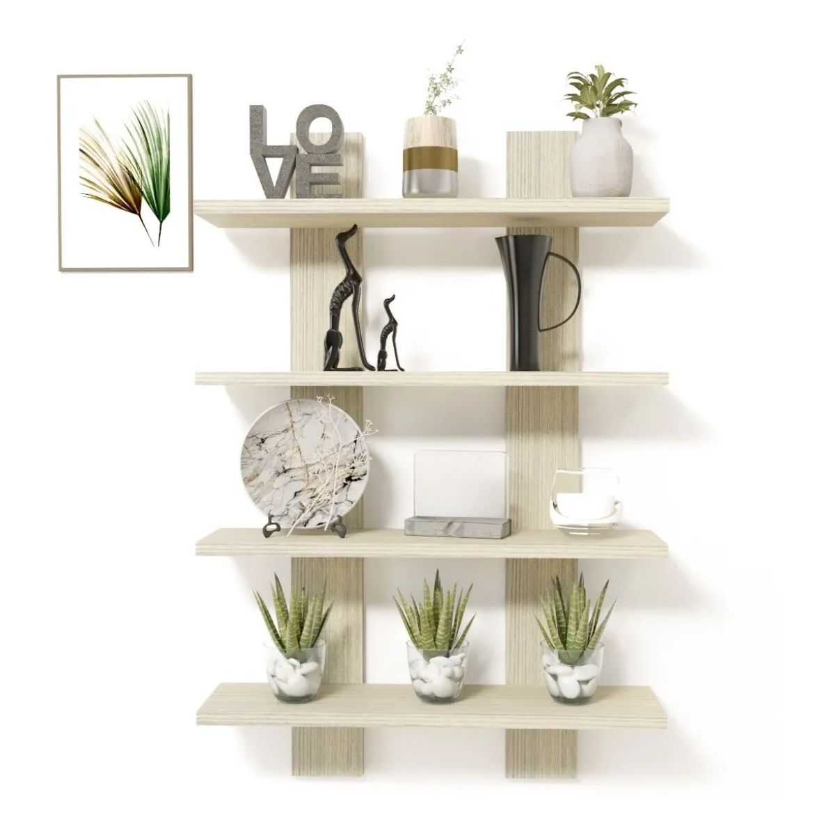 GENERICO - Repisa Flotante T-02 - 15 Cm Fondo Sujetalibro, Moderna, Color Arena