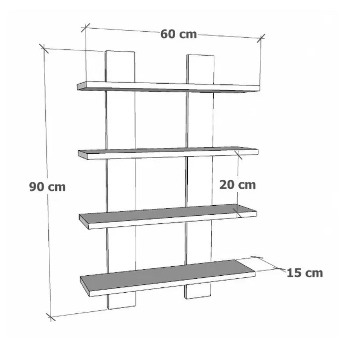 GENERICO - Repisa Flotante T-02 - 15 Cm Fondo Sujetalibro, Moderna, Color Arena