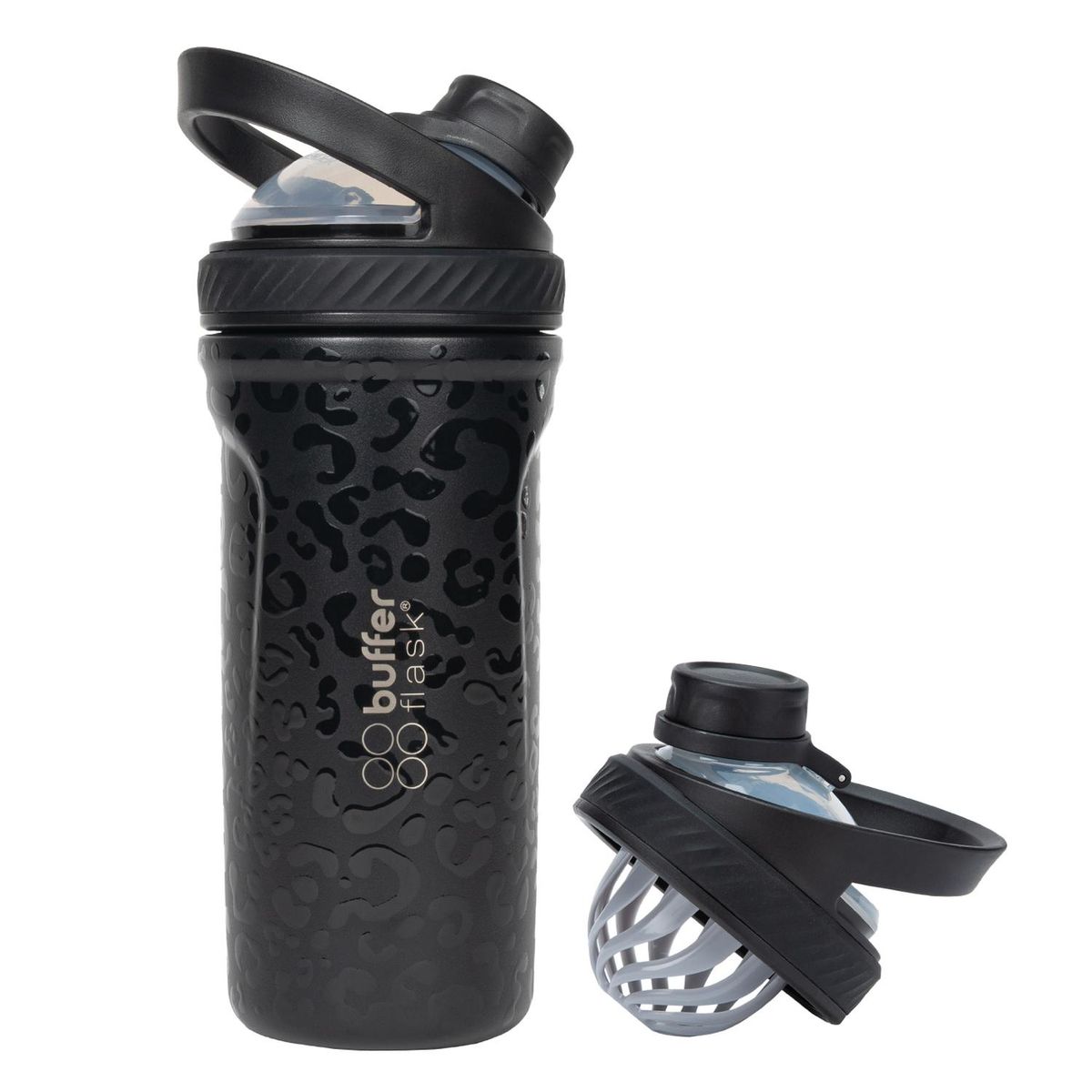 BUFFER FLASK - Termo Shaker Buffer Mezclador Proteina Acero Inoxidable - Negro