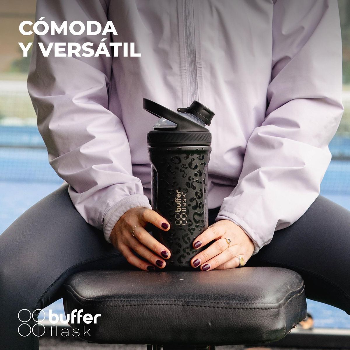 BUFFER FLASK - Termo Shaker Buffer Mezclador Proteina Acero Inoxidable - Negro