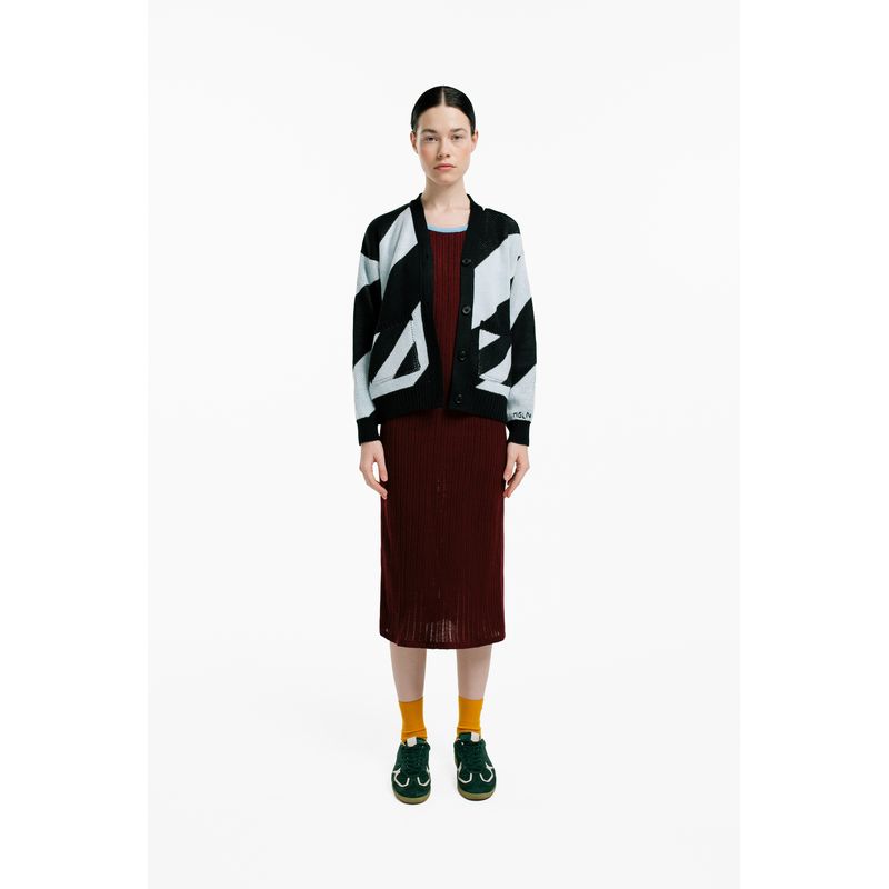 MAGLIONE - Cardigan Diagonales Manga Larga Botones Mujer Cuello V