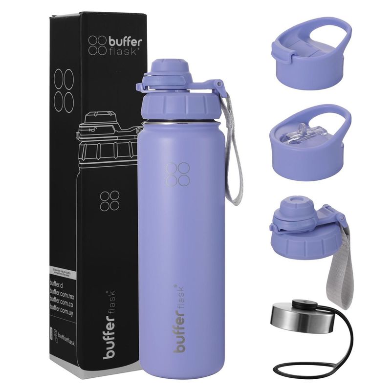 BUFFER FLASK - Termo Botella Agua Termica Inoxidable Buffer+Tapas - Purpura
