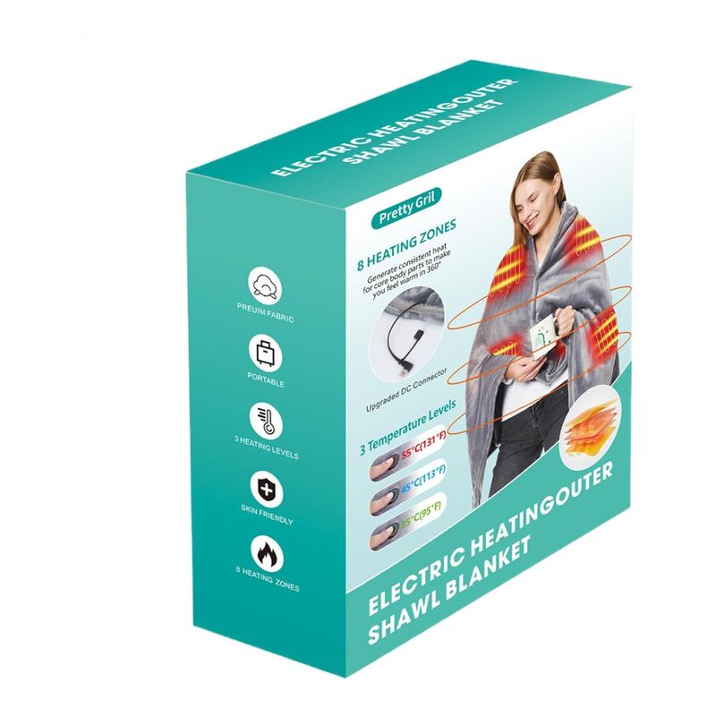 GENERICO - manta térmica segura con ajustes de calor ajustables con alimentación USB