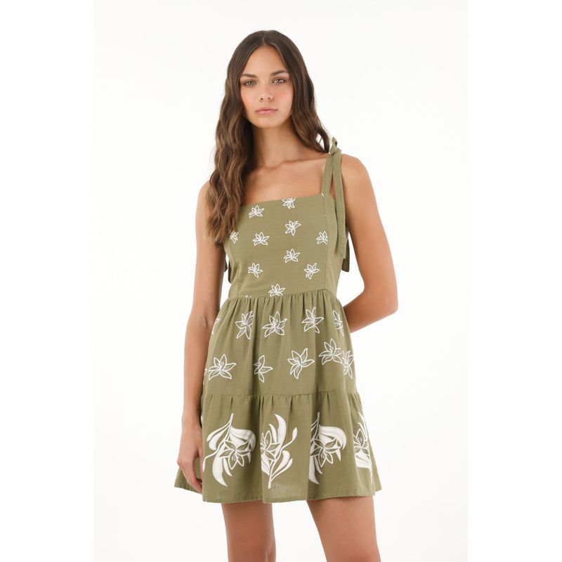 TOPMARK - Vestido corto con estampado de flores verde para mujer