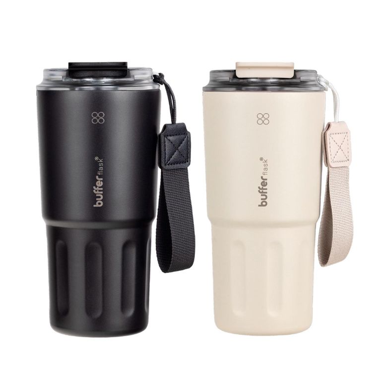 Termo Mug Cafe Bebidas Clientes Set X2 600 Ml Buffer Acero - Blanco ...