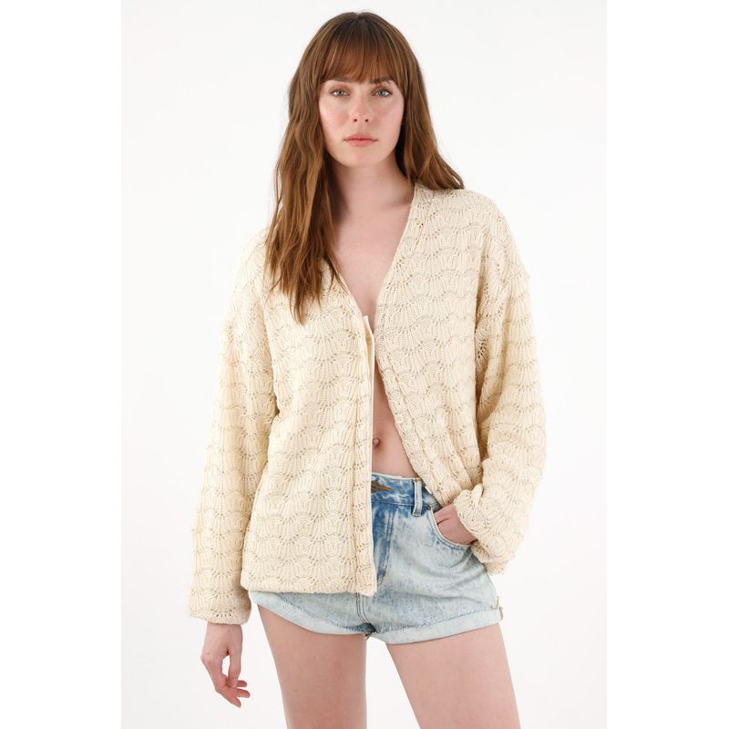 TENNIS - Buzo amplio tejido con brillos crudo para mujer