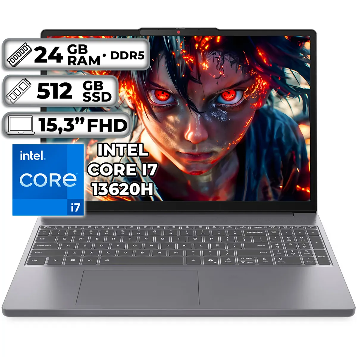LENOVO - PORTATIL LENOVO SLIM 3 15IRH10  INTEL CORE I7-13620H 24GB RAM 512GB SSD 15.3" FHD WUXGA