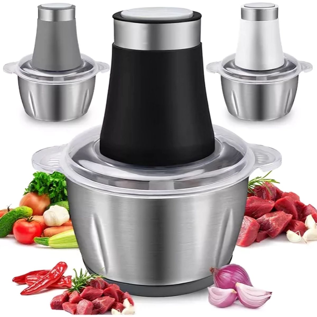 GENERICO - Molino Picadora De Carne Electrica 2 L Inoxidable