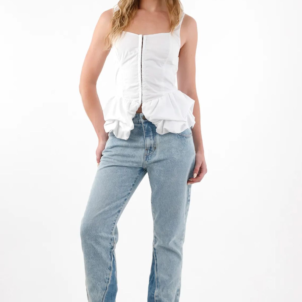 TENNIS - Camisa tipo corsé de tiras blanca para mujer