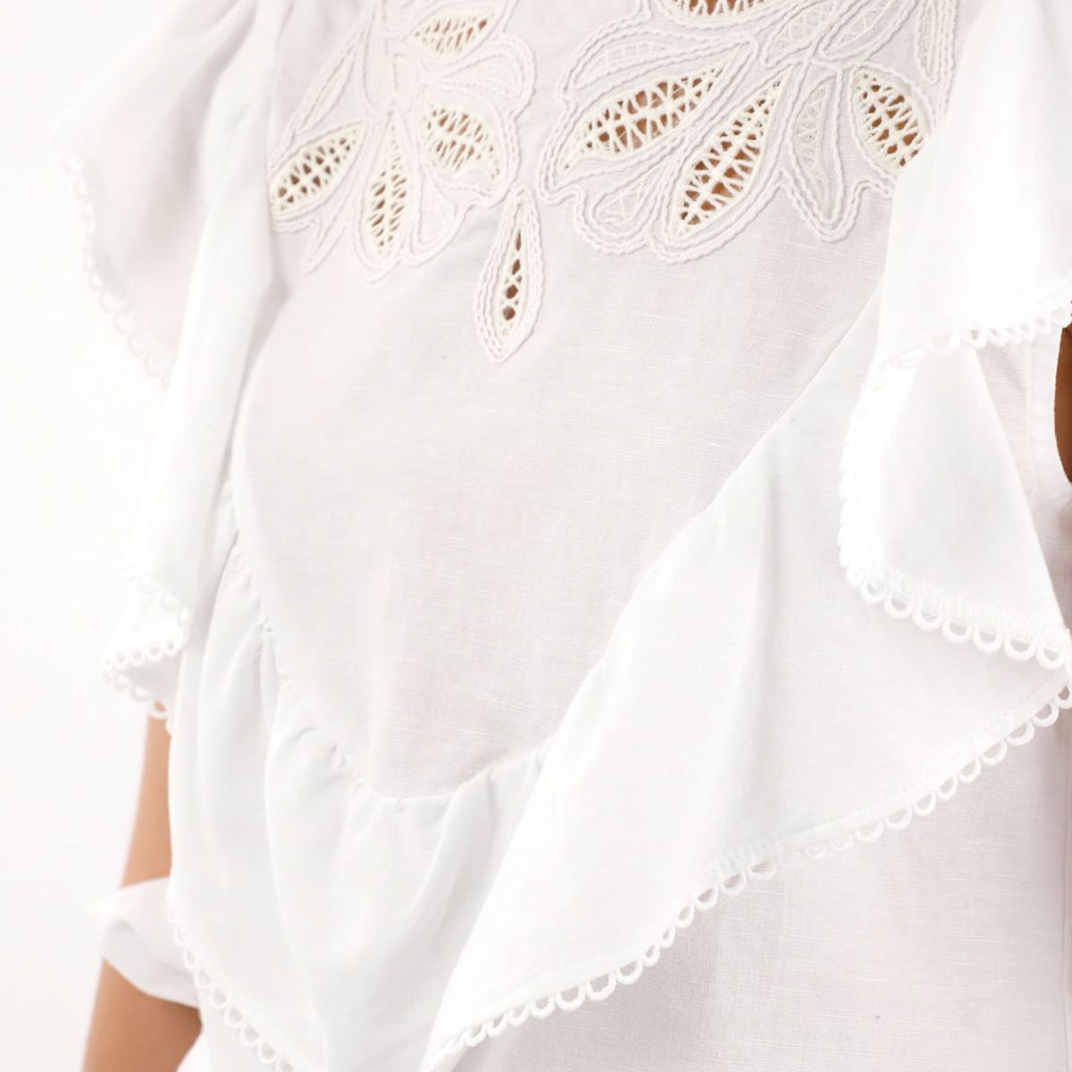 TENNIS - Camisa manga sisa con bolero y bordado blanca para mujer