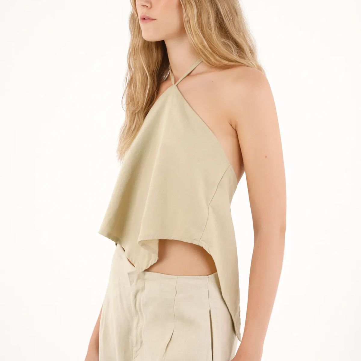 TENNIS - Camisa con escote halter café para mujer